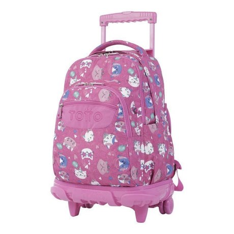 TOTTO Mochila escolar con ruedas – Renglones - 8IW Fiesta Gatitos