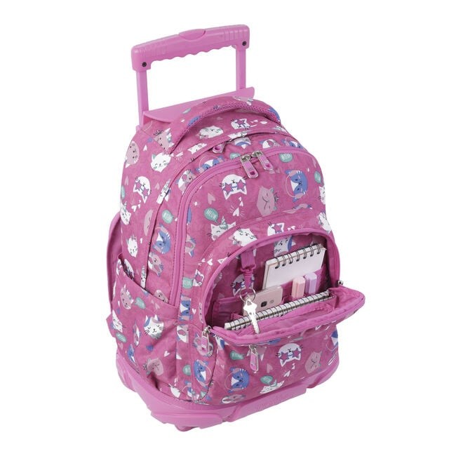 TOTTO Mochila escolar con ruedas – Renglones - 8IW Fiesta Gatitos