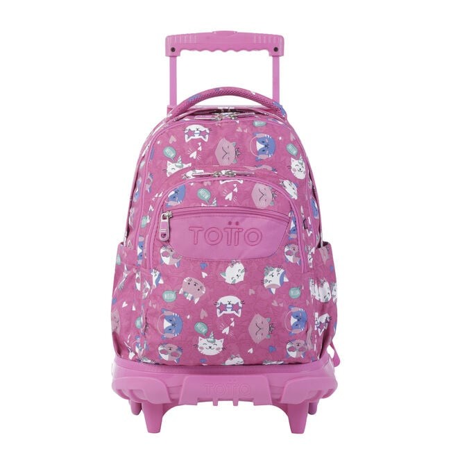 TOTTO Mochila escolar con ruedas – Renglones - 8IW Fiesta Gatitos