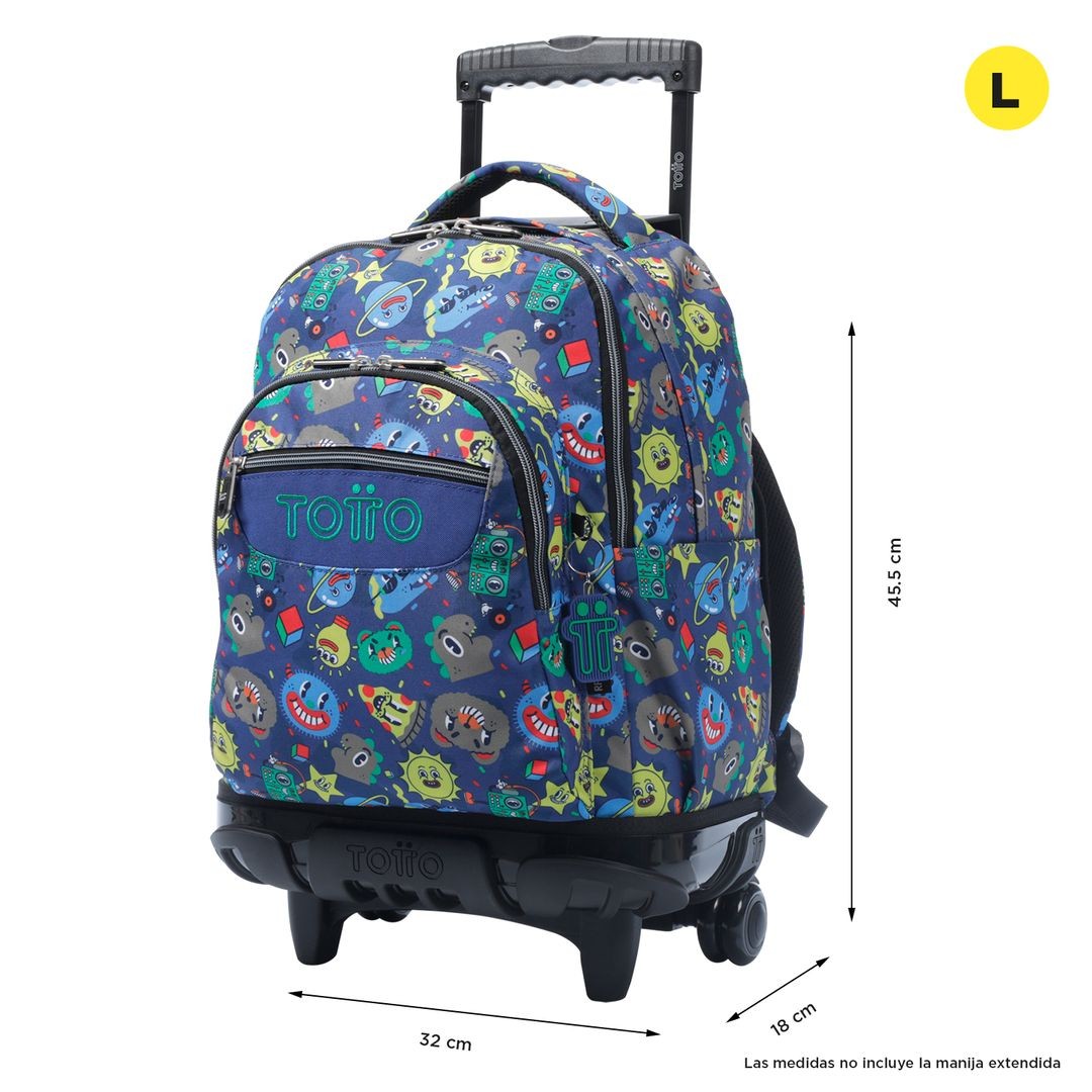 TOTTO Mochila escolar con ruedas – Renglones - 8JZ  Tello