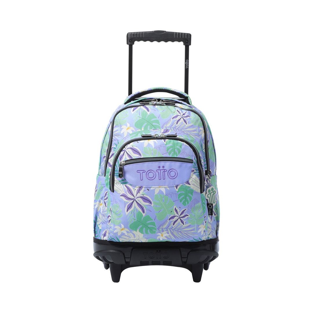 TOTTO Mochila escolar con ruedas Renglones + Estuche Tablero - 4H1 Lienzo Floral