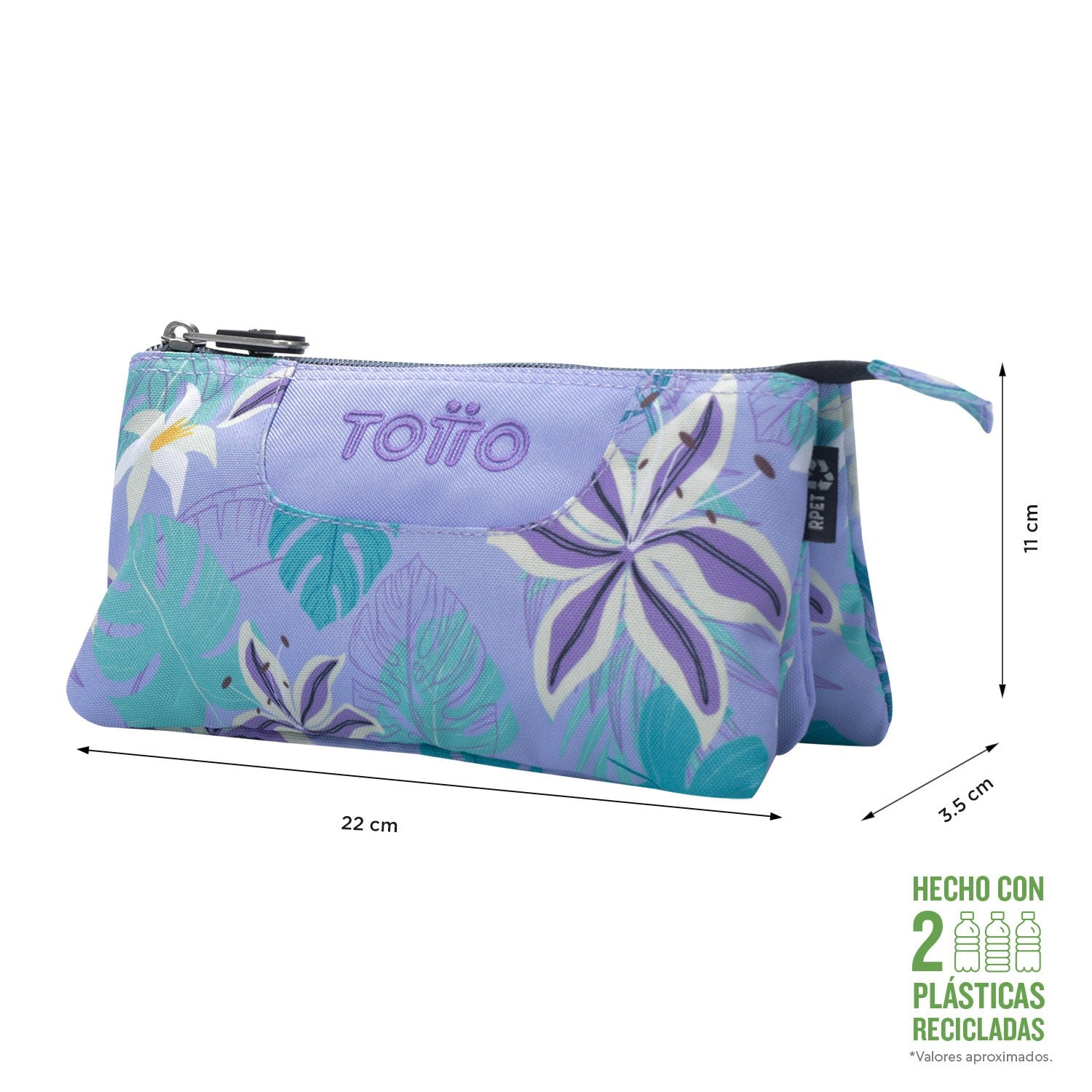 TOTTO Mochila escolar con ruedas Renglones + Estuche Tablero - 4H1 Lienzo Floral