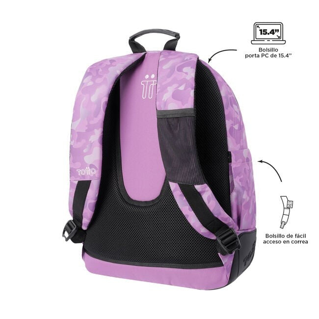 TOTTO Mochila escolar - Crayoles- 9I8- Camuflaje Rosa