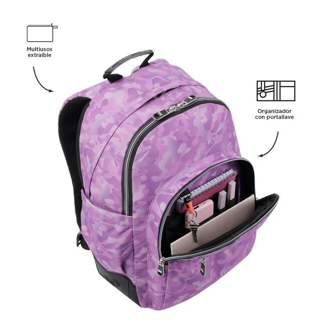 TOTTO Mochila escolar - Crayoles- 9I8- Camuflaje Rosa