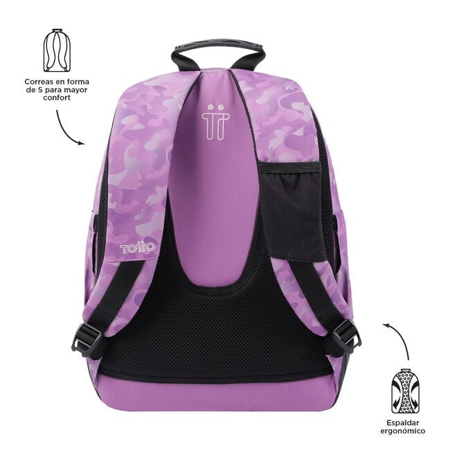 TOTTO Mochila escolar - Crayoles- 9I8- Camuflaje Rosa